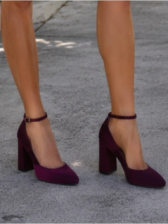 a new day Shoes - a new day Plum Pointed Ankle-Strap Block Heels